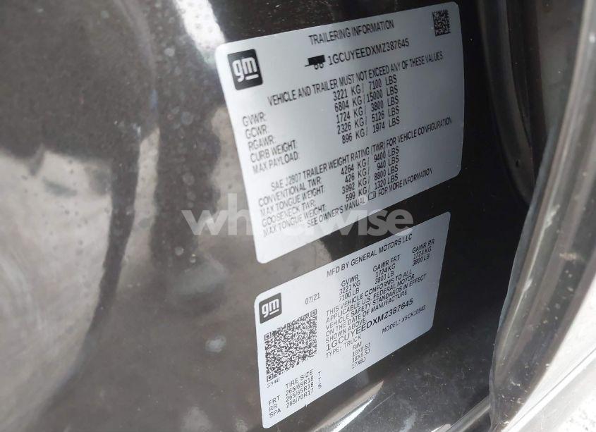 Photo 9 of 2021 Chevrolet Silverado 1500 4WD SHORT BED RST (VIN 1GCUYEEDXMZ387645)