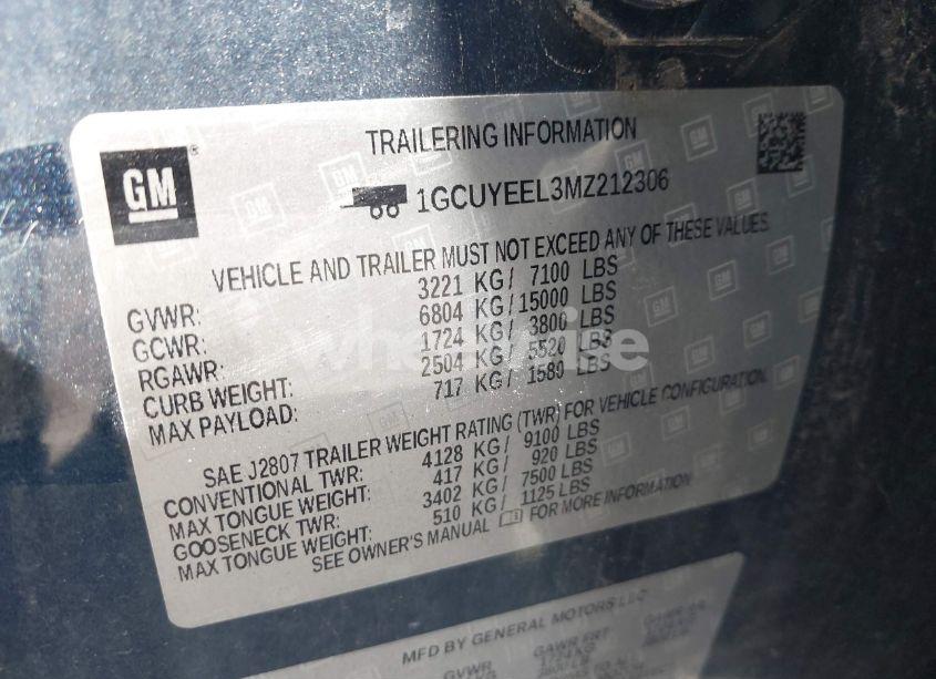 Photo 9 of 2021 Chevrolet Silverado 1500 4WD STANDARD BED RST (VIN 1GCUYEEL3MZ212306)