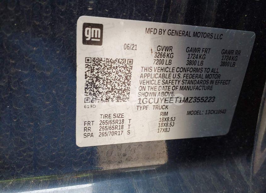 Photo 9 of 2021 Chevrolet Silverado 1500 4WD SHORT BED RST (VIN 1GCUYEET1MZ355223)