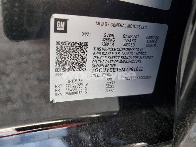 Photo 9 of 2021 CHEVROLET SILVERADO K1500 RST (VIN 1GCUYEET5MZ291011)