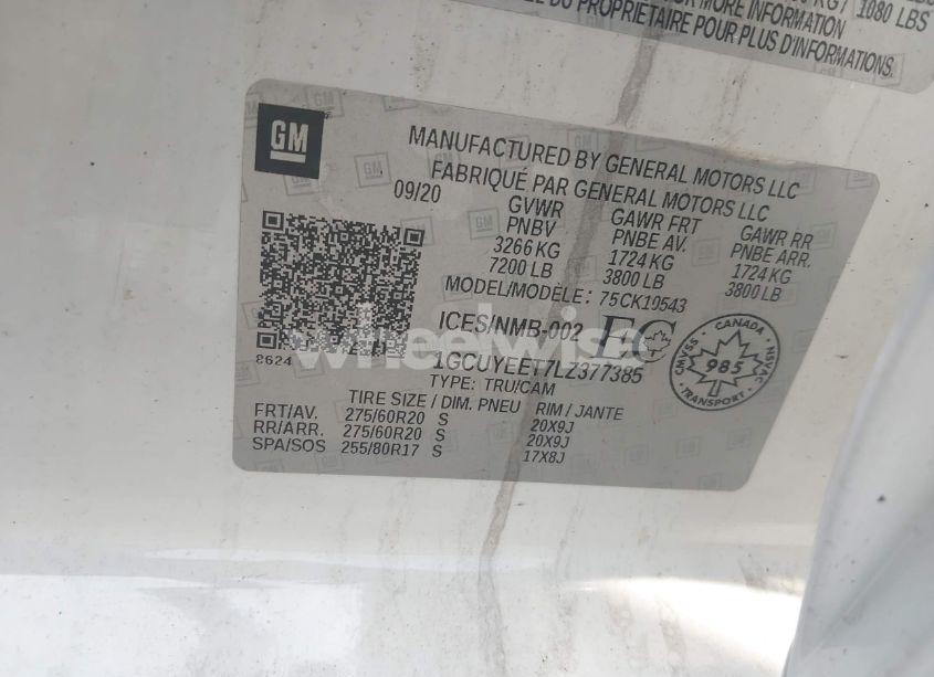 Photo 9 of 2020 Chevrolet Silverado 1500 4WD SHORT BED RST/4WD STANDARD BED RST (VIN 1GCUYEET7LZ377385)