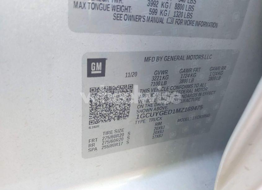 Photo 9 of 2021 Chevrolet Silverado 1500 4WD SHORT BED LTZ (VIN 1GCUYGED1MZ169475)