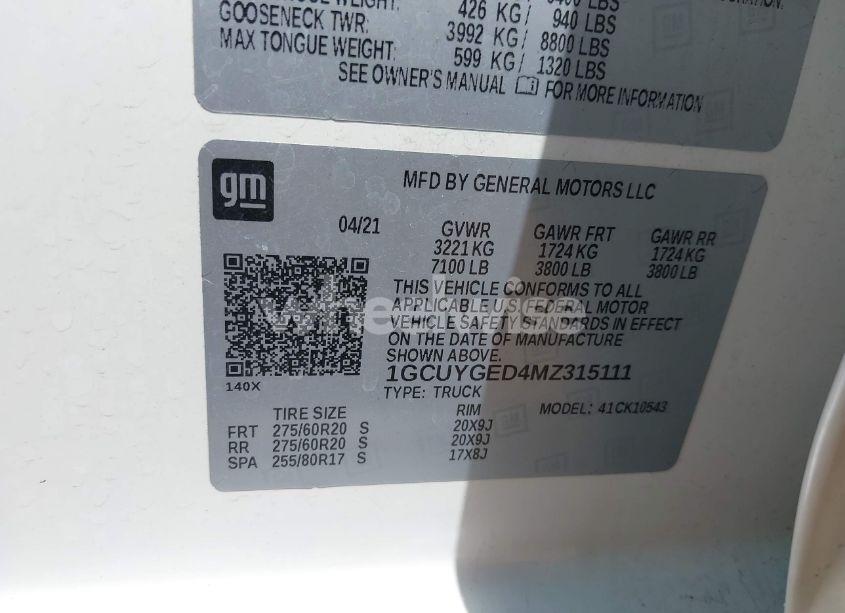 Photo 9 of 2021 Chevrolet Silverado 1500 4WD SHORT BED LTZ (VIN 1GCUYGED4MZ315111)