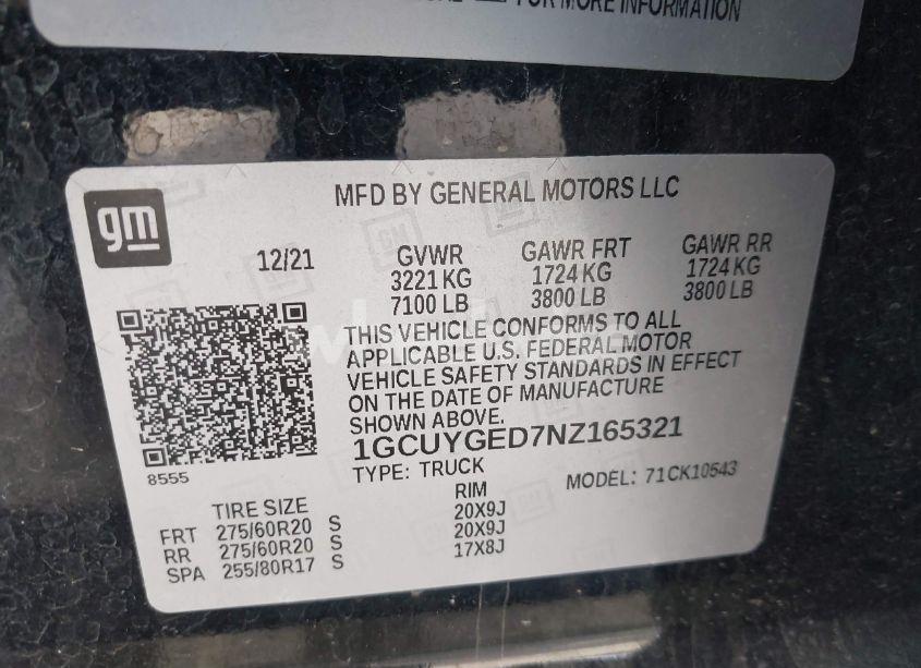 Photo 9 of 2022 Chevrolet Silverado 1500 LTD 4WD SHORT BED LTZ (VIN 1GCUYGED7NZ165321)