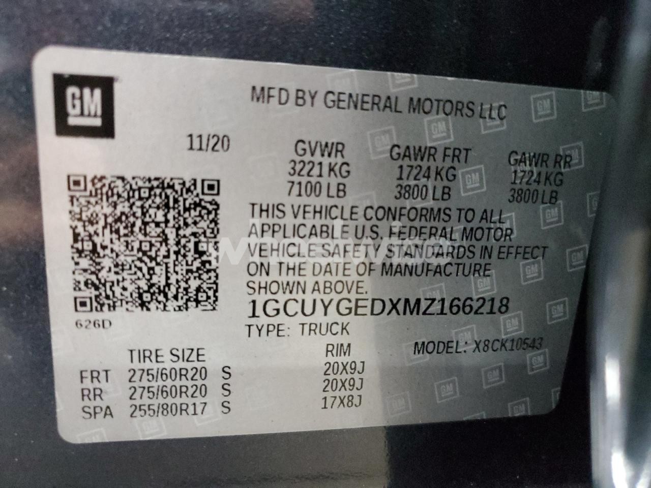 Photo 12 of 2021 CHEVROLET SILVERADO K1500 LTZ (VIN 1GCUYGEDXMZ166218)