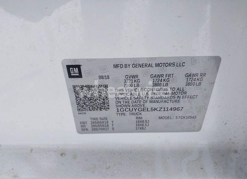 Photo 9 of 2019 Chevrolet Silverado 1500 LTZ (VIN 1GCUYGEL5KZ114967)