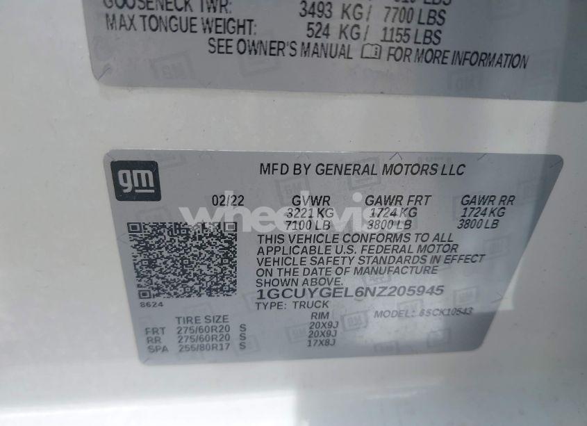 Photo 9 of 2022 Chevrolet Silverado 1500 LTD 4WD SHORT BED LTZ (VIN 1GCUYGEL6NZ205945)