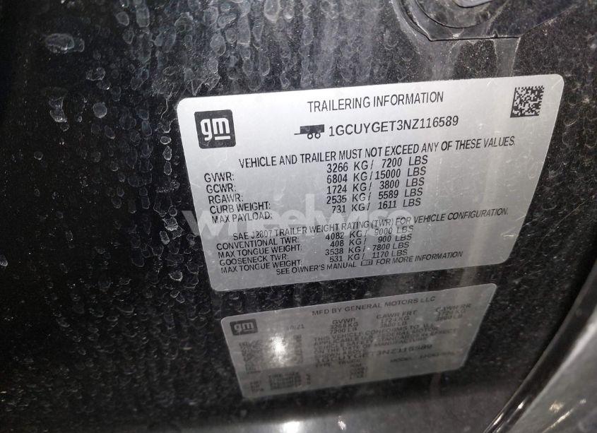 Photo 9 of 2022 Chevrolet Silverado 1500 LTD 4WD SHORT BED LTZ (VIN 1GCUYGET3NZ116589)