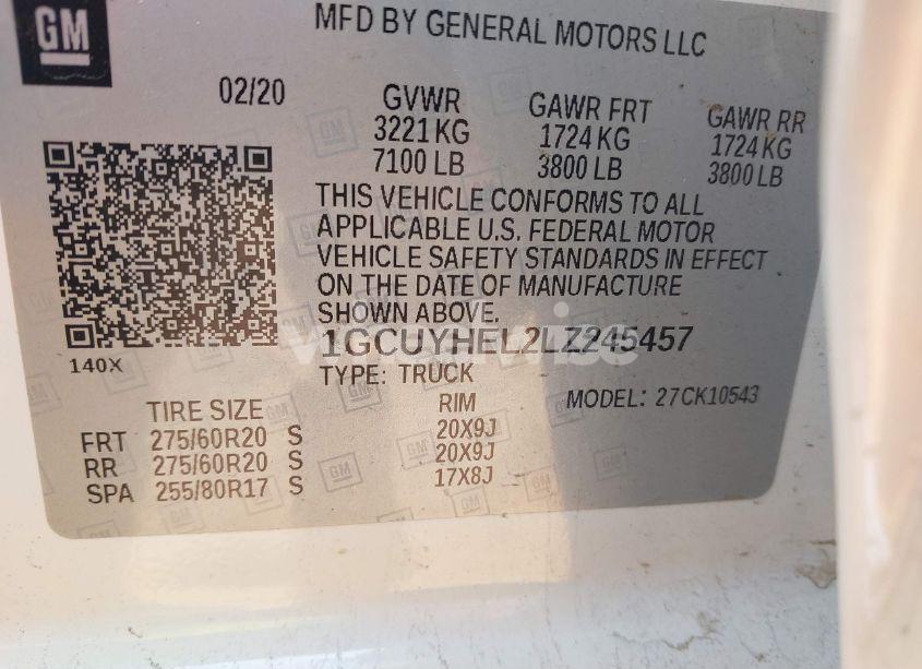 Photo 9 of 2020 Chevrolet Silverado 1500 (VIN 1GCUYHEL2LZ245457)