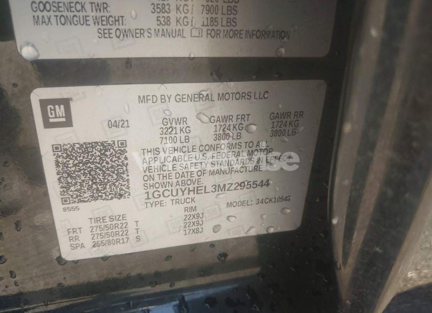 Photo 9 of 2021 Chevrolet Silverado 1500 (VIN 1GCUYHEL3MZ295544)