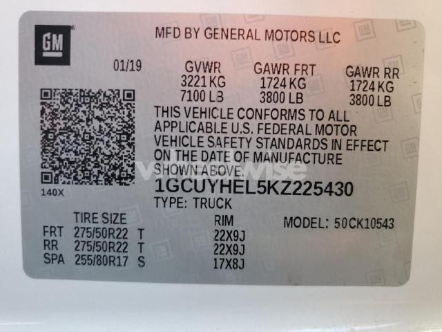 Photo 5 of 2019 CHEVROLET SILVERADO K1500 HIGH COUNTRY (VIN 1GCUYHEL5KZ225430)