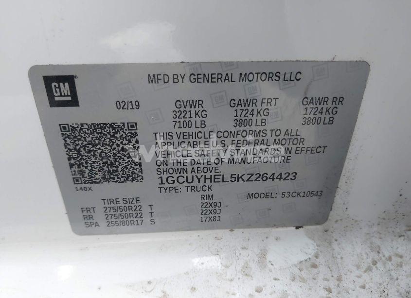 Photo 9 of 2019 Chevrolet Silverado 1500 HIGH COUNTRY (VIN 1GCUYHEL5KZ264423)