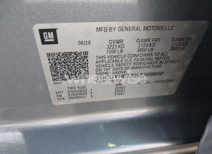 Photo 9 of 2019 Chevrolet Silverado 1500 (VIN 1GCUYHEL5KZ389650)