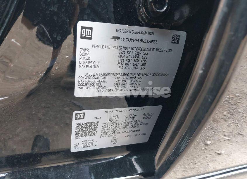 Photo 9 of 2022 Chevrolet Silverado 1500 LTD 4WD SHORT BED HIGH COUNTRY (VIN 1GCUYHEL9NZ126565)