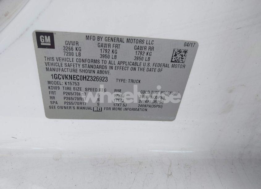 Photo 9 of 2017 Chevrolet Silverado 1500 WT (VIN 1GCVKNEC0HZ326923)