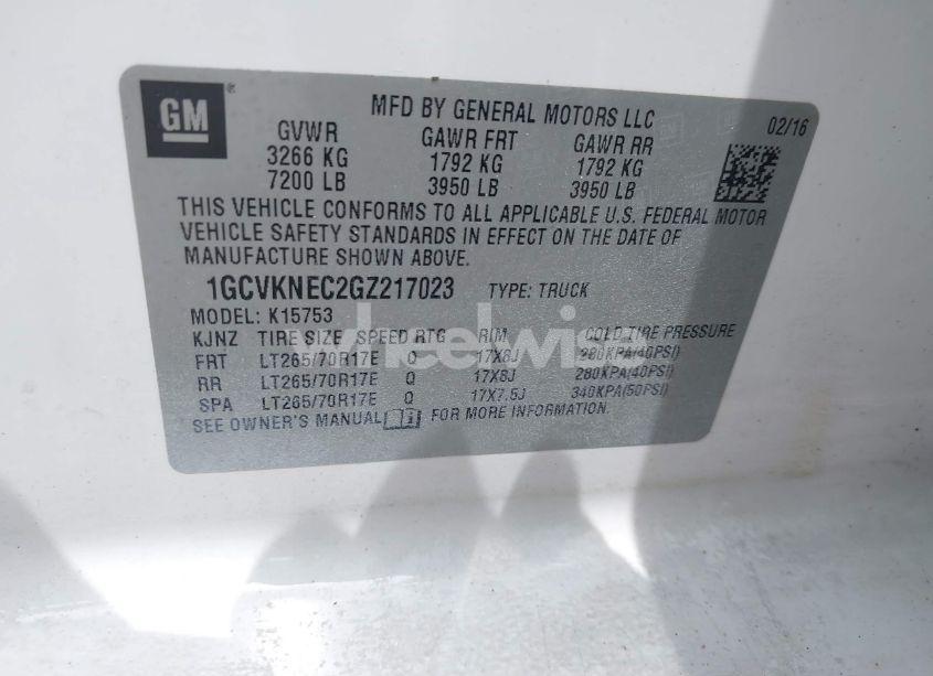 Photo 9 of 2016 Chevrolet Silverado 1500 WT (VIN 1GCVKNEC2GZ217023)