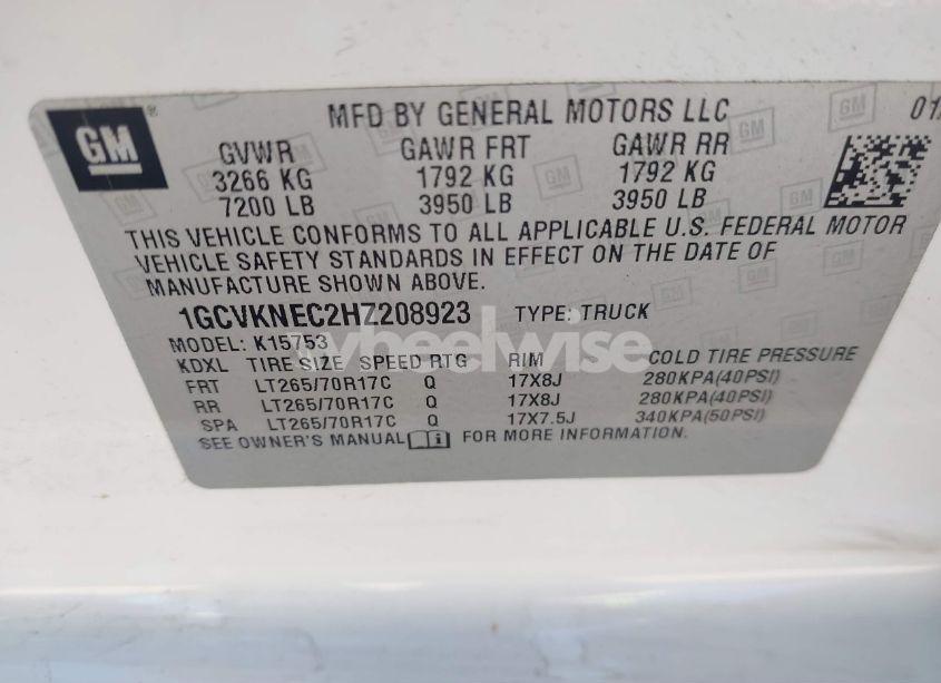 Photo 9 of 2017 Chevrolet Silverado 1500 WT (VIN 1GCVKNEC2HZ208923)