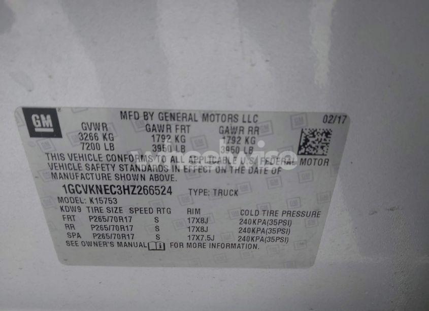 Photo 9 of 2017 Chevrolet Silverado 1500 WT (VIN 1GCVKNEC3HZ266524)