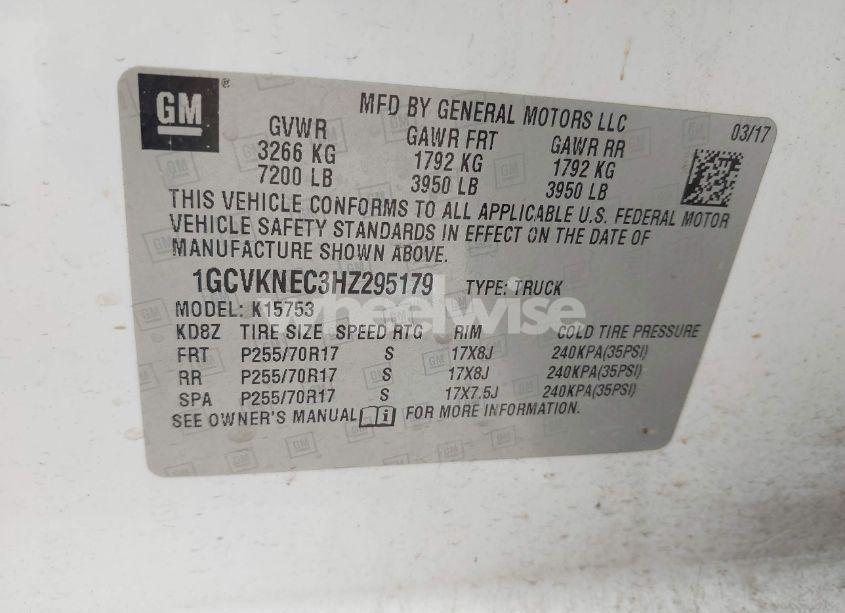 Photo 9 of 2017 Chevrolet Silverado 1500 WORK TRUCK (VIN 1GCVKNEC3HZ295179)