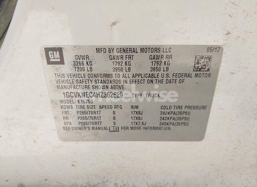 Photo 9 of 2017 Chevrolet Silverado 1500 WORK TRUCK (VIN 1GCVKNEC4HZ362629)