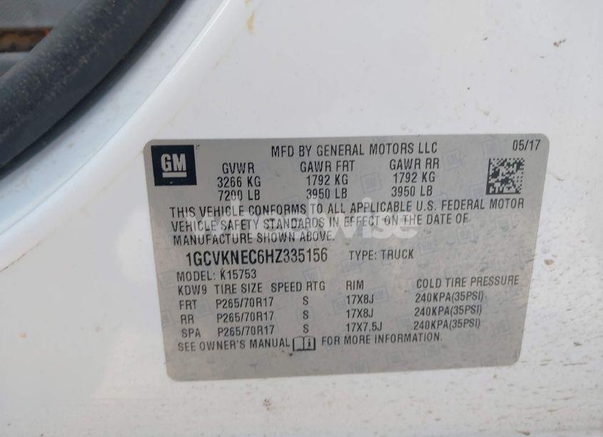 Photo 9 of 2017 Chevrolet Silverado 1500 WT (VIN 1GCVKNEC6HZ335156)