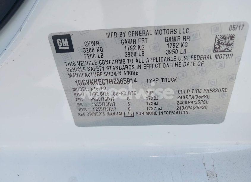 Photo 9 of 2017 Chevrolet Silverado 1500 WT (VIN 1GCVKNEC7HZ365914)