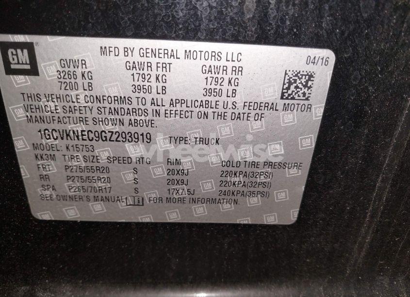 Photo 9 of 2016 Chevrolet Silverado 1500 WT (VIN 1GCVKNEC9GZ293919)