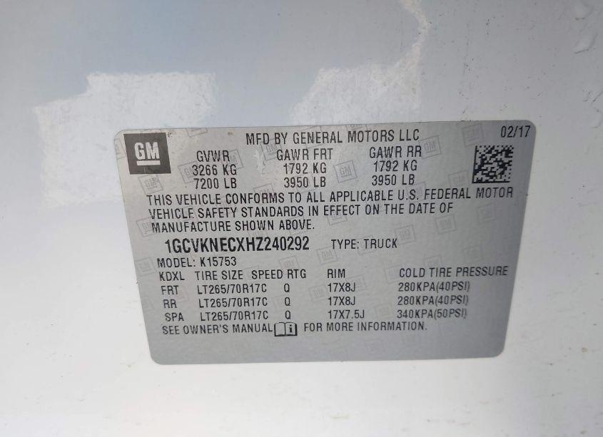 Photo 9 of 2017 Chevrolet Silverado 1500 WT (VIN 1GCVKNECXHZ240292)