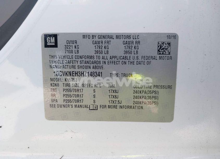 Photo 9 of 2017 Chevrolet Silverado 1500 WT (VIN 1GCVKNEH3HZ148341)