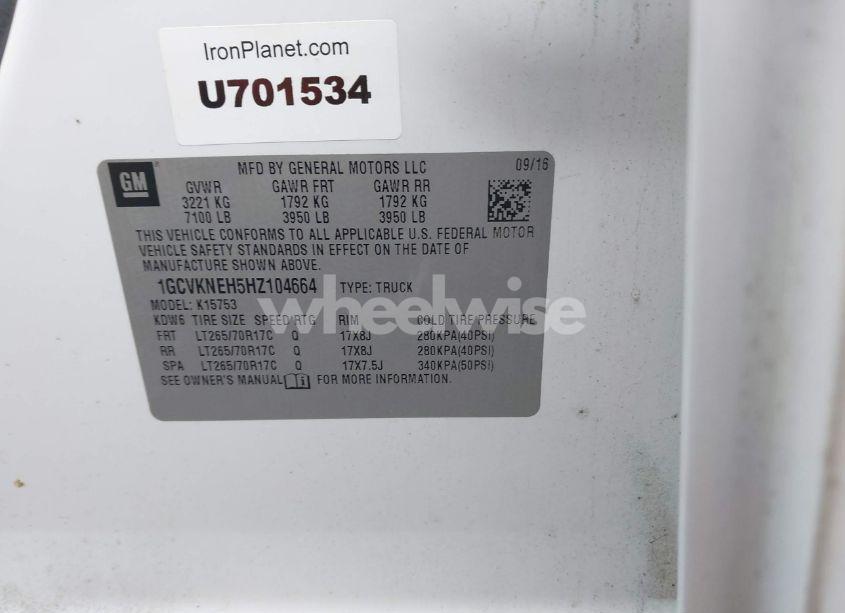 Photo 9 of 2017 Chevrolet Silverado 1500 WT (VIN 1GCVKNEH5HZ104664)