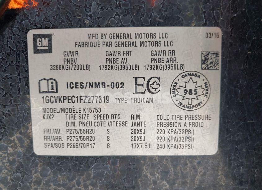 Photo 9 of 2015 Chevrolet Silverado 1500 LS/WT (VIN 1GCVKPEC1FZ277319)