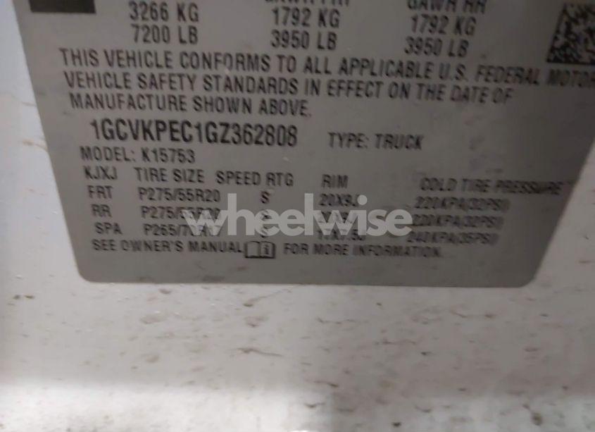 Photo 9 of 2016 Chevrolet Silverado 1500 CUSTOM (VIN 1GCVKPEC1GZ362808)