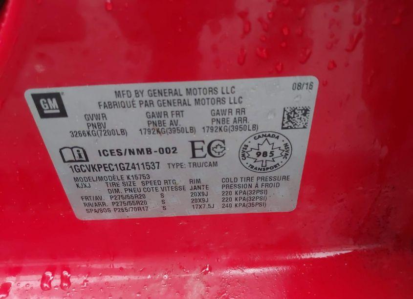 Photo 9 of 2016 Chevrolet Silverado 1500 CUSTOM (VIN 1GCVKPEC1GZ411537)