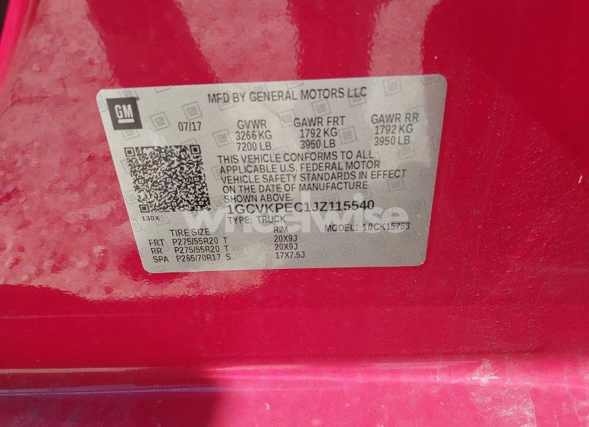 Photo 9 of 2018 Chevrolet Silverado 1500 CUSTOM (VIN 1GCVKPEC1JZ115540)