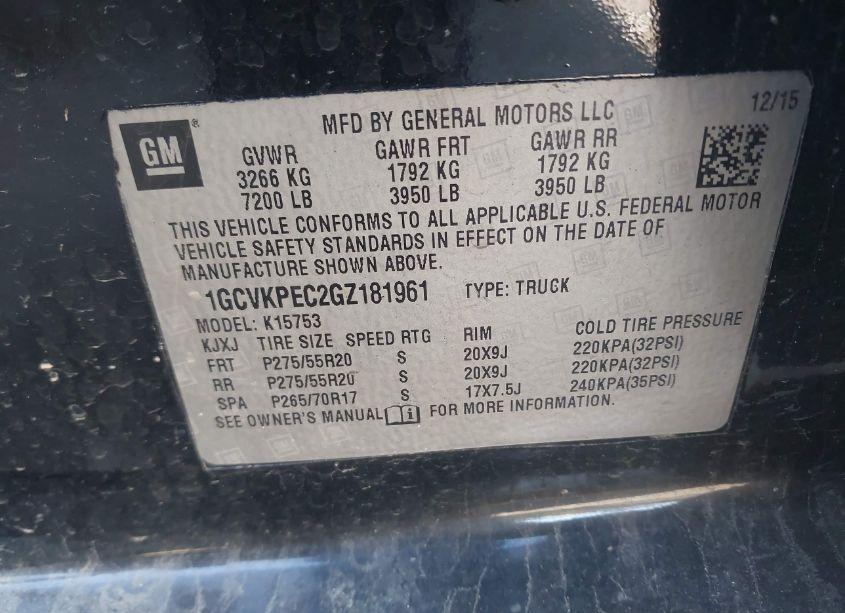 Photo 9 of 2016 Chevrolet Silverado 1500 CUSTOM (VIN 1GCVKPEC2GZ181961)