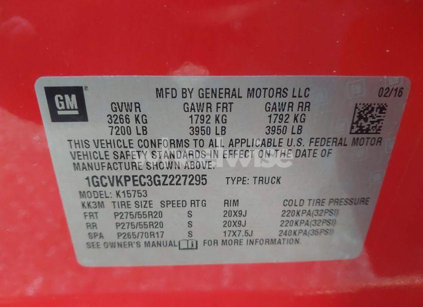 Photo 9 of 2016 Chevrolet Silverado 1500 CUSTOM (VIN 1GCVKPEC3GZ227295)