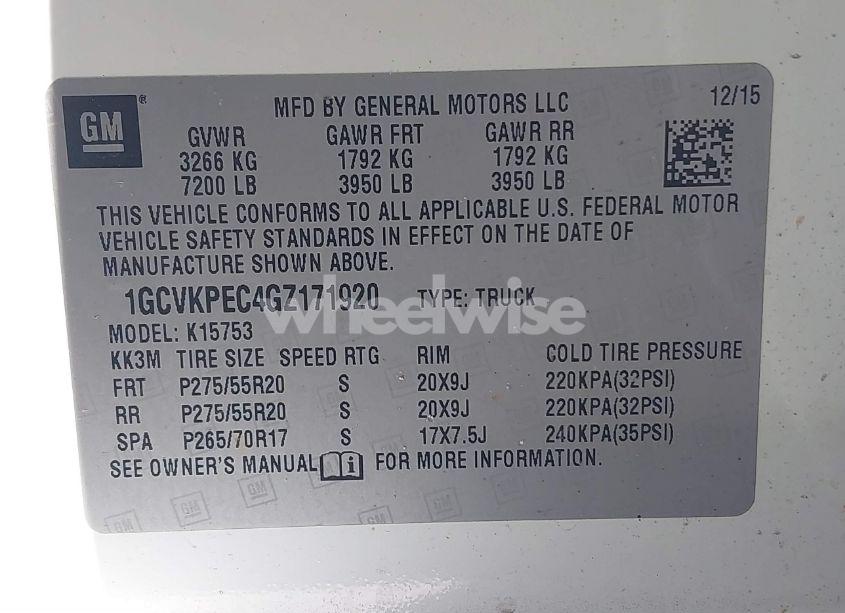 Photo 9 of 2016 Chevrolet Silverado 1500 CUSTOM (VIN 1GCVKPEC4GZ171920)