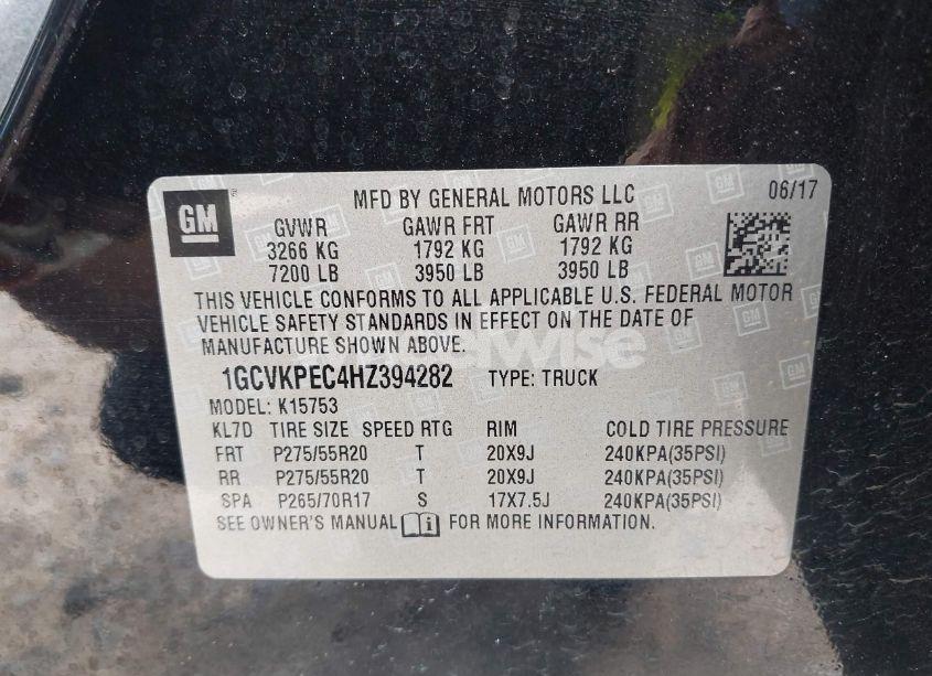 Photo 9 of 2017 Chevrolet Silverado 1500 CUSTOM (VIN 1GCVKPEC4HZ394282)
