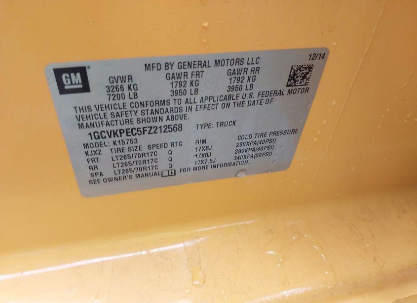 Photo 9 of 2015 Chevrolet Silverado 1500 WT (VIN 1GCVKPEC5FZ212568)