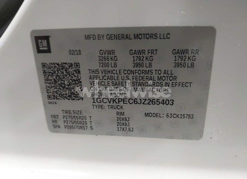 Photo 9 of 2018 Chevrolet Silverado 1500 CUSTOM (VIN 1GCVKPEC6JZ265403)