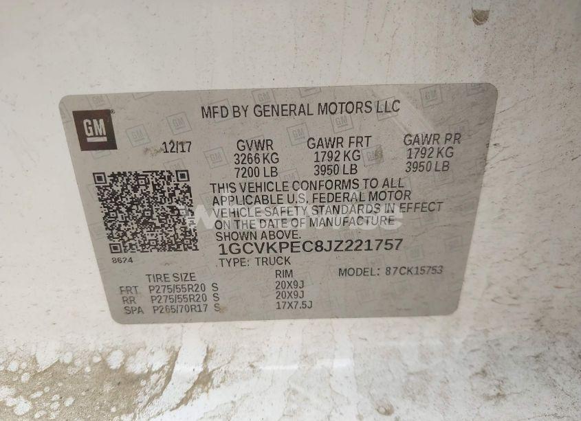 Photo 9 of 2018 Chevrolet Silverado 1500 CUSTOM (VIN 1GCVKPEC8JZ221757)