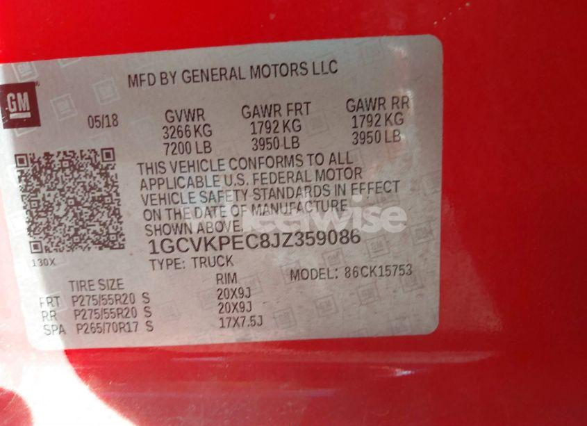 Photo 7 of 2018 Chevrolet Silverado 1500 CUSTOM (VIN 1GCVKPEC8JZ359086)