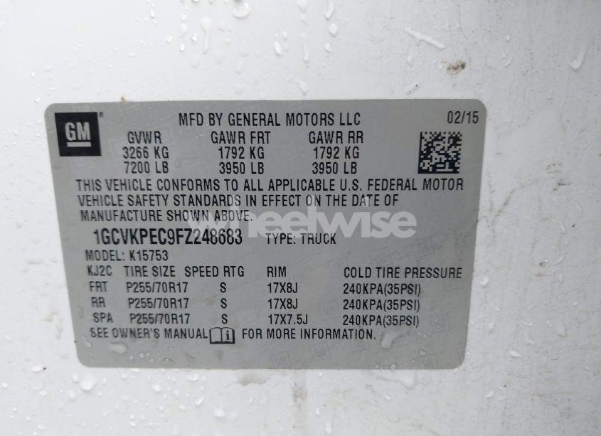 Photo 9 of 2015 Chevrolet Silverado 1500 WT (VIN 1GCVKPEC9FZ248683)