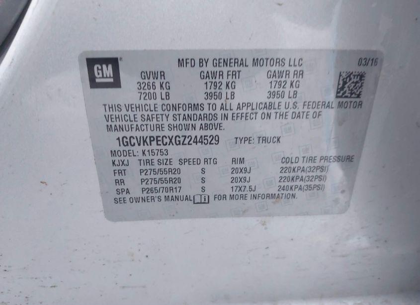 Photo 9 of 2016 Chevrolet Silverado 1500 CUSTOM (VIN 1GCVKPECXGZ244529)