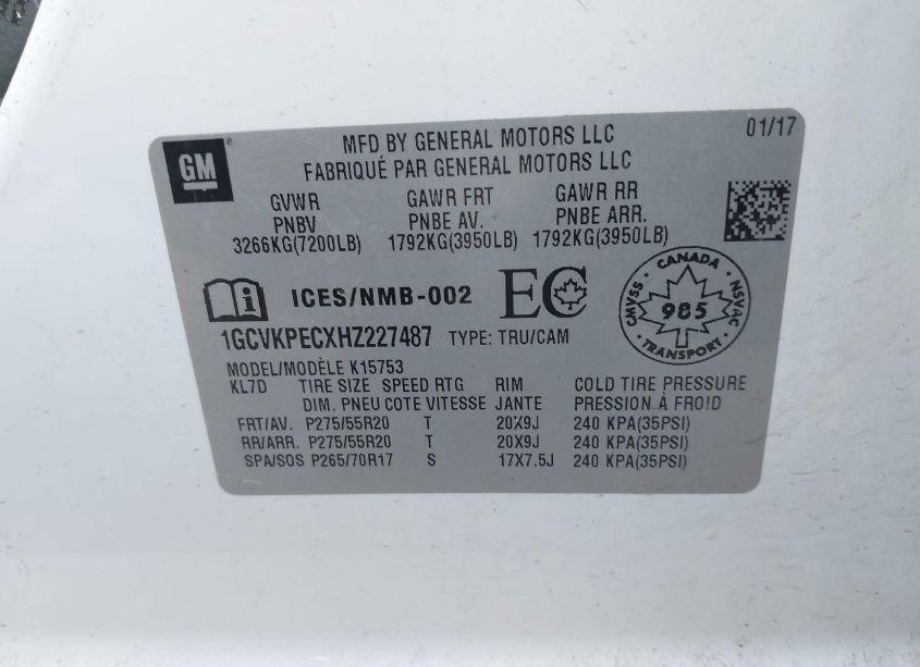 Photo 9 of 2017 Chevrolet Silverado 1500 CUSTOM (VIN 1GCVKPECXHZ227487)