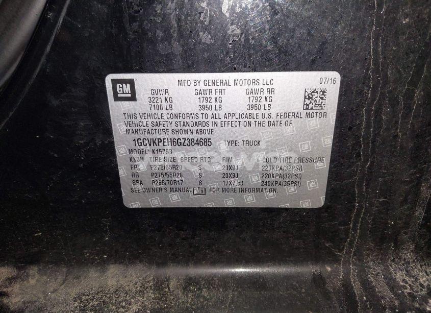 Photo 9 of 2016 Chevrolet Silverado 1500 CUSTOM (VIN 1GCVKPEH6GZ384685)