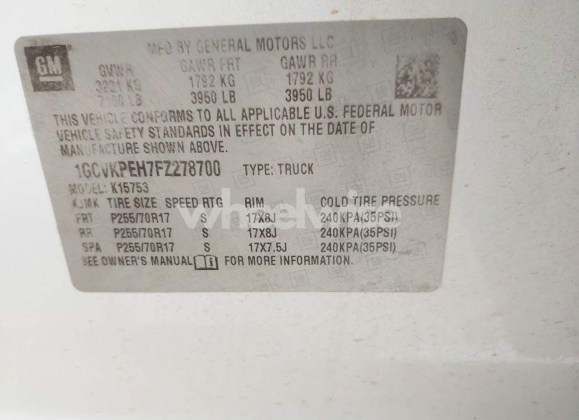 Photo 9 of 2015 Chevrolet Silverado 1500 WT (VIN 1GCVKPEH7FZ278700)