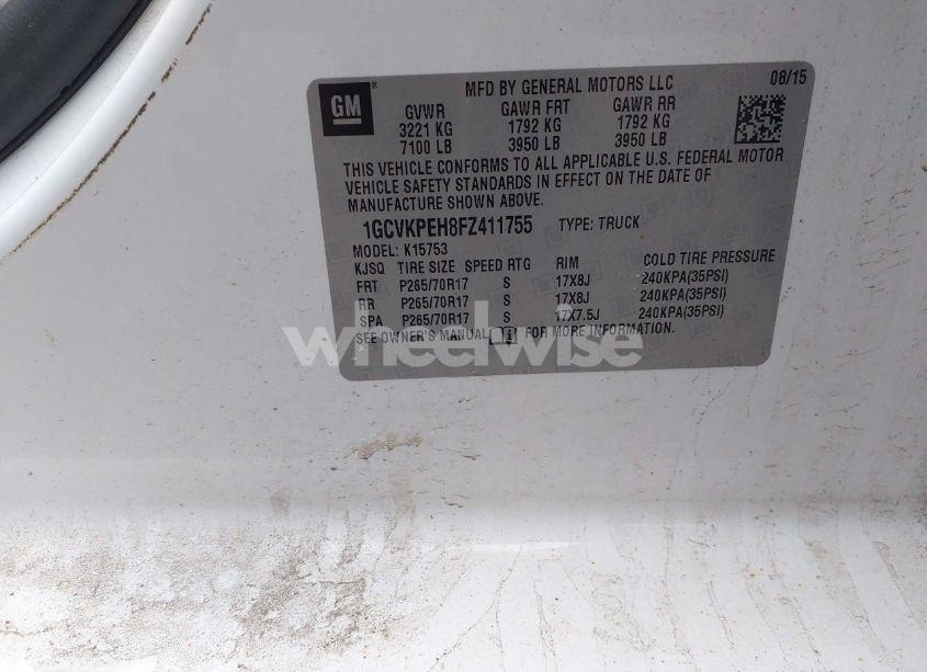 Photo 9 of 2015 Chevrolet Silverado 1500 WT (VIN 1GCVKPEH8FZ411755)