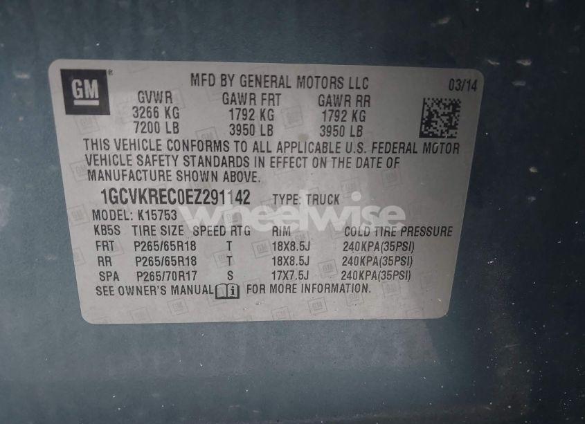 Photo 9 of 2014 Chevrolet Silverado 1500 1LT (VIN 1GCVKREC0EZ291142)