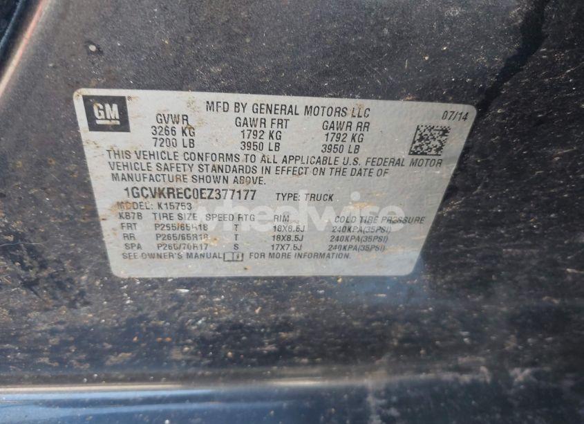 Photo 9 of 2014 Chevrolet Silverado 1500 2LT (VIN 1GCVKREC0EZ377177)